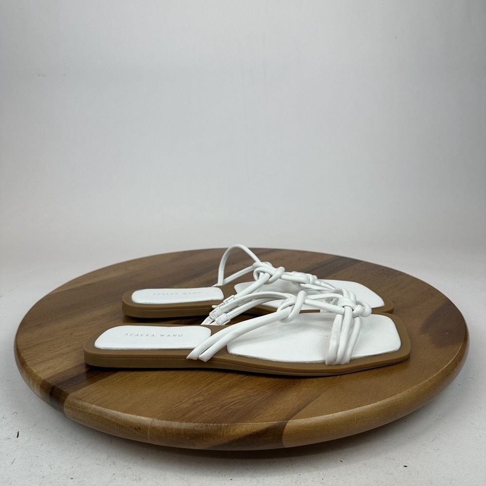 New NWOB Womens Azalea Wang Stetson‎ White Casual Leather Slides Sandals Size 11
